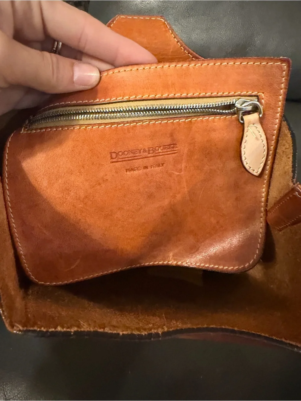 Dooney & Bourke Vintage Brown Leather Sling Backpack Bag